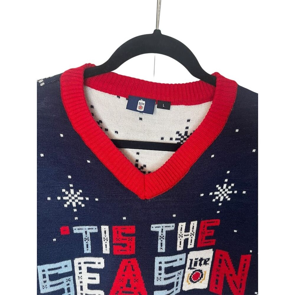 UGLY‎ XMAS SWEATER VEST Miller Lite Ugly Christmas Sweater Vest Mens Size Large - Picture 4 of 4